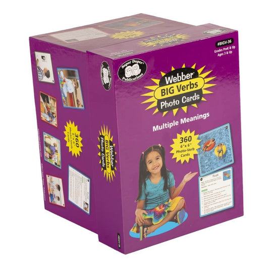 Webber BIG Verbs Photo Cards, educational picture cards that help children build critical thinking and grammar skills