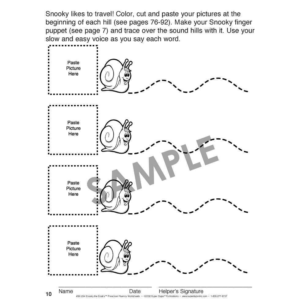 Snooky The Snail's Preschool Fluency Worksheets Book