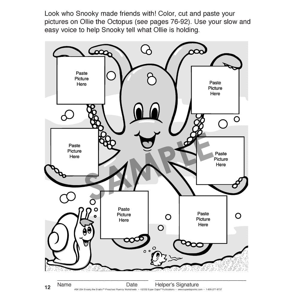 Snooky The Snail's Preschool Fluency Worksheets Book