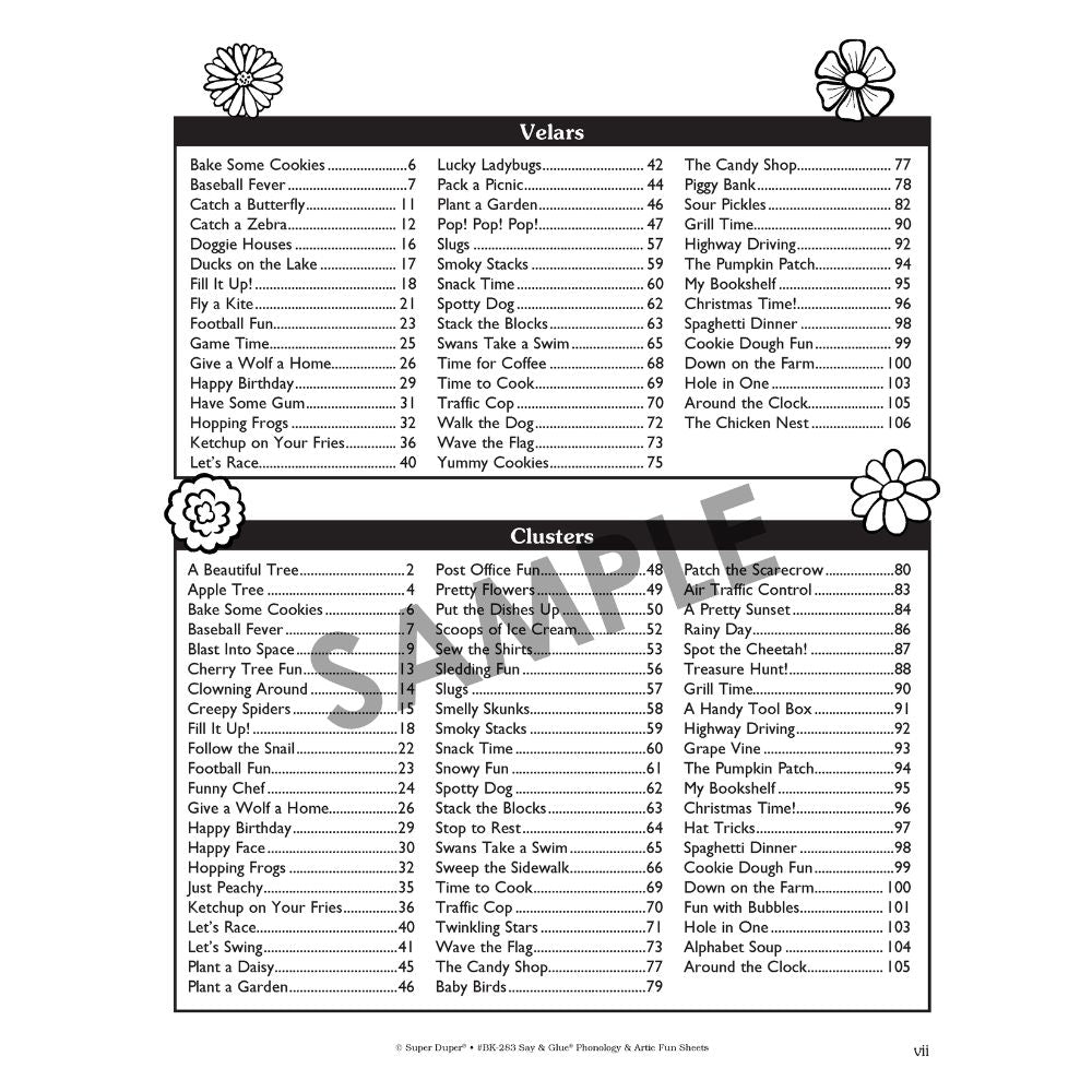 Say & Glue Phonology & Artic Fun Sheets