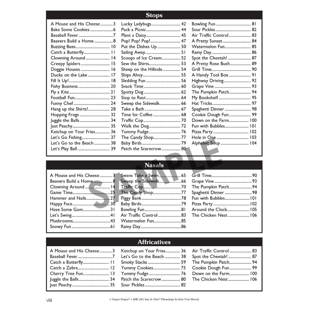 Say & Glue Phonology & Artic Fun Sheets