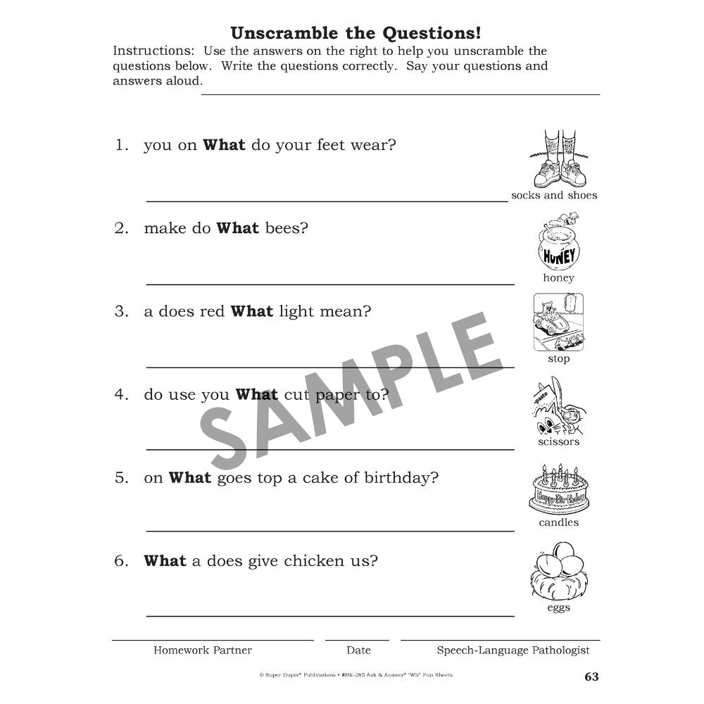 Ask & Answer "Wh" Fun Sheets Book
