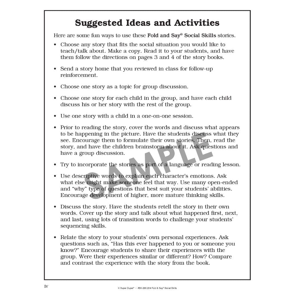 204 Fold & Say Social Skills Book