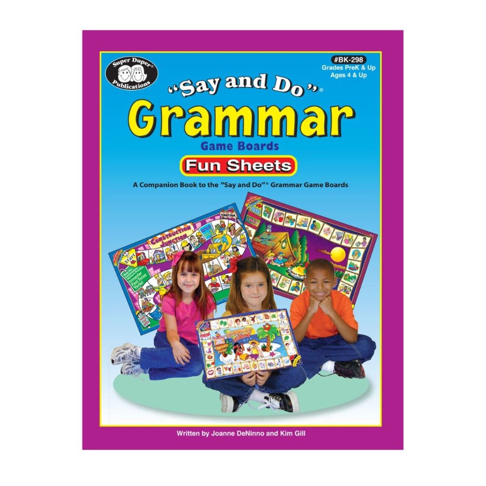 Say & Do® Grammar Game Boards Fun Sheets Book, educational activities to help children learn grammar skills 