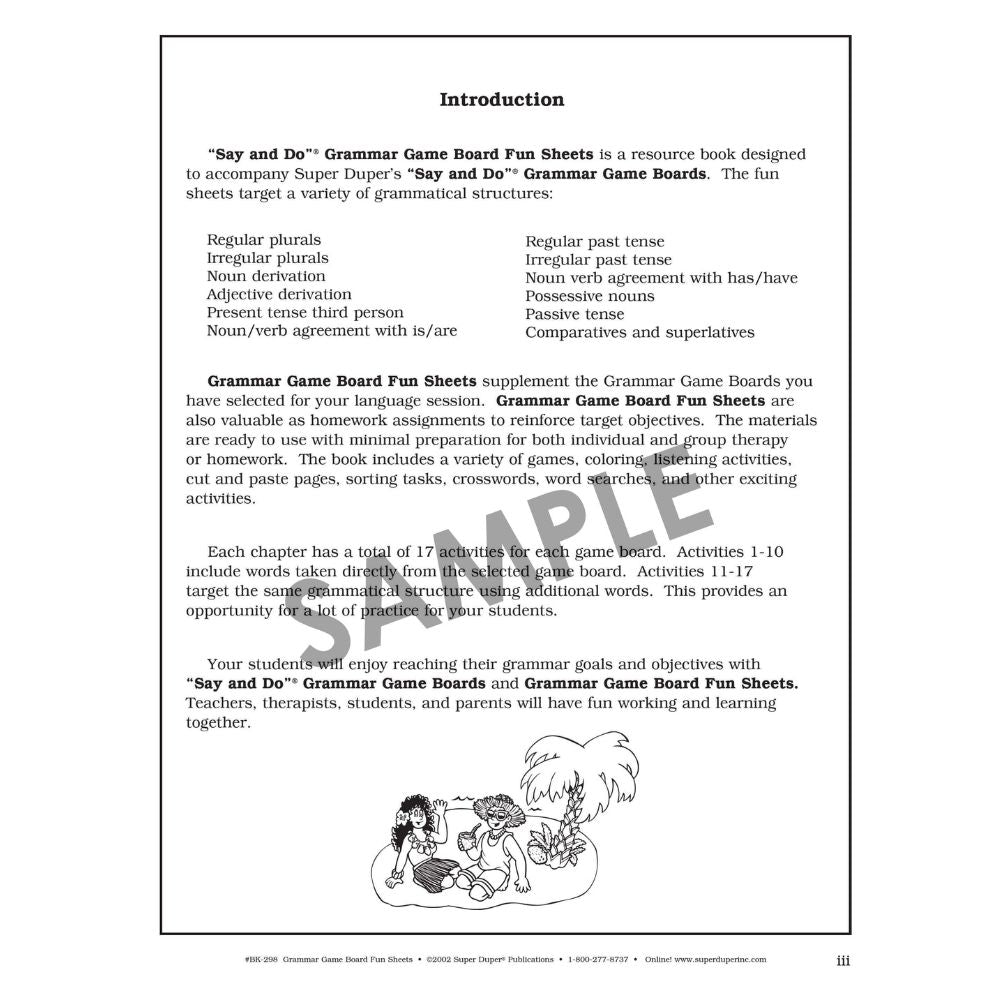 Say & Do® Grammar Game Boards Fun Sheets Book, introduction