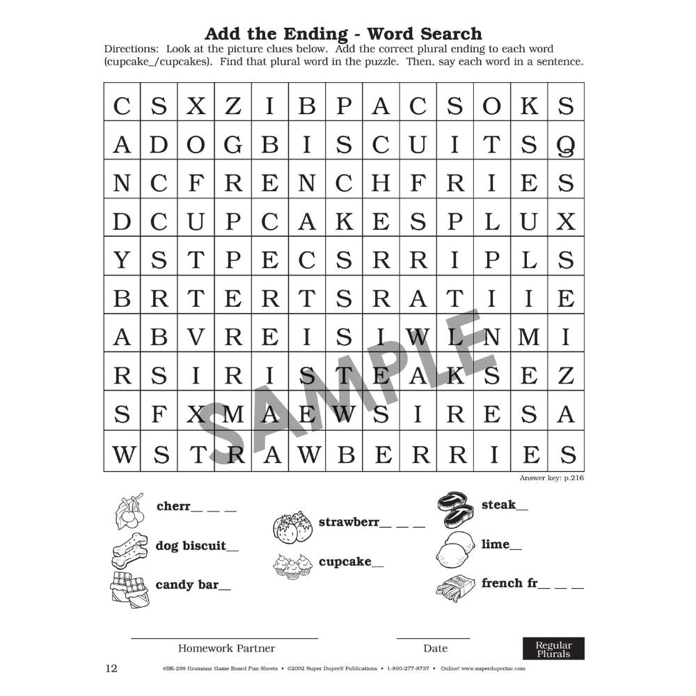 Say & Do® Grammar Game Boards Fun Sheets Book, Word Search activity