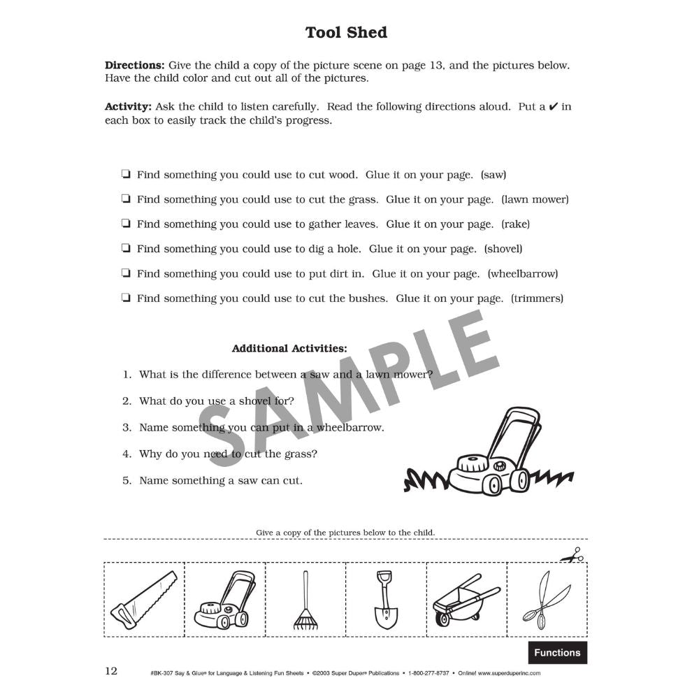 Say & Glue for Language & Listening Fun Sheets