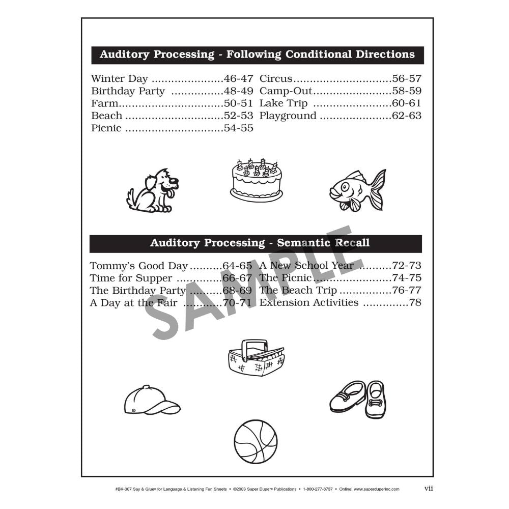 Say & Glue for Language & Listening Fun Sheets