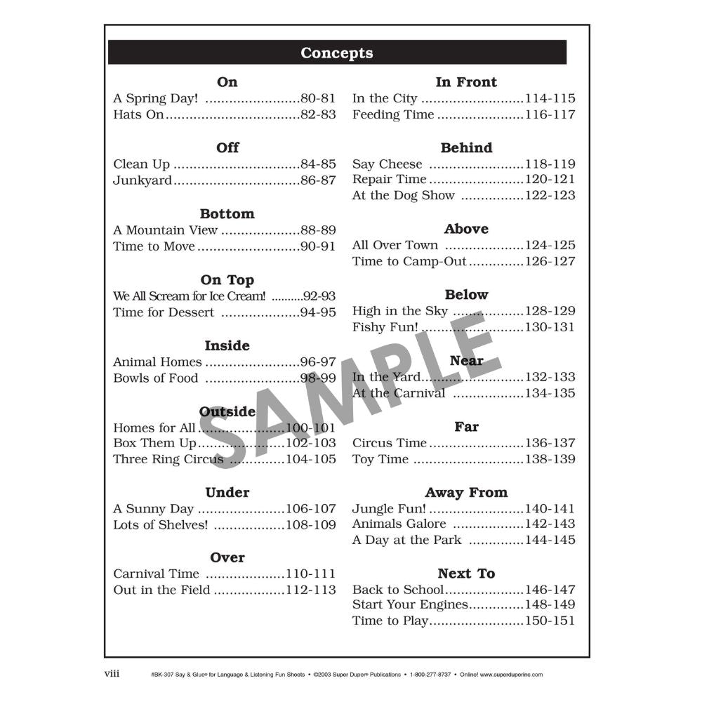 Say & Glue for Language & Listening Fun Sheets