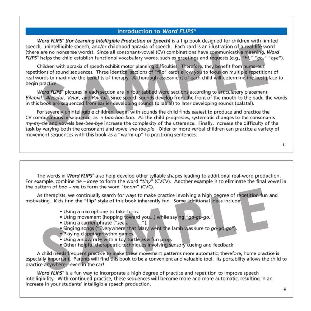 Word FLiPS for Learning Intelligible Production of Speech, speech production learning for preschoolers, introduction