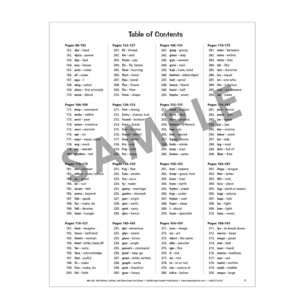 500 Prefixes, Suffixes, and Stems Super Fun Sheets