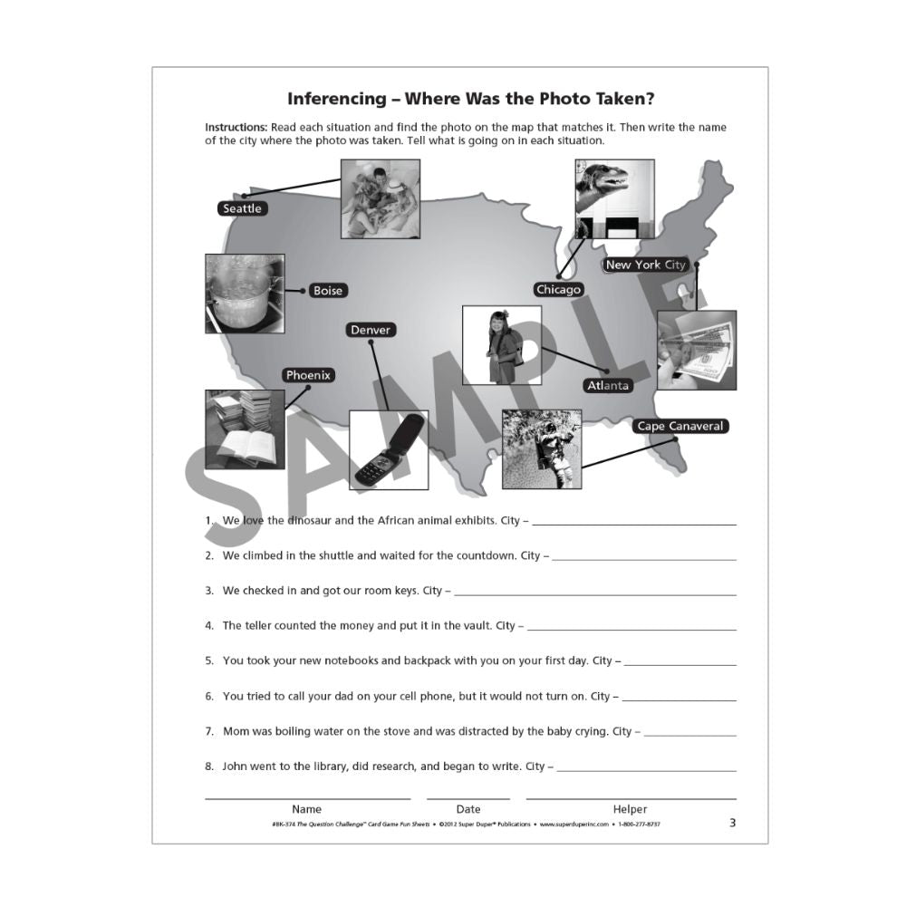 The Question Challenge® Card Game Fun Sheets