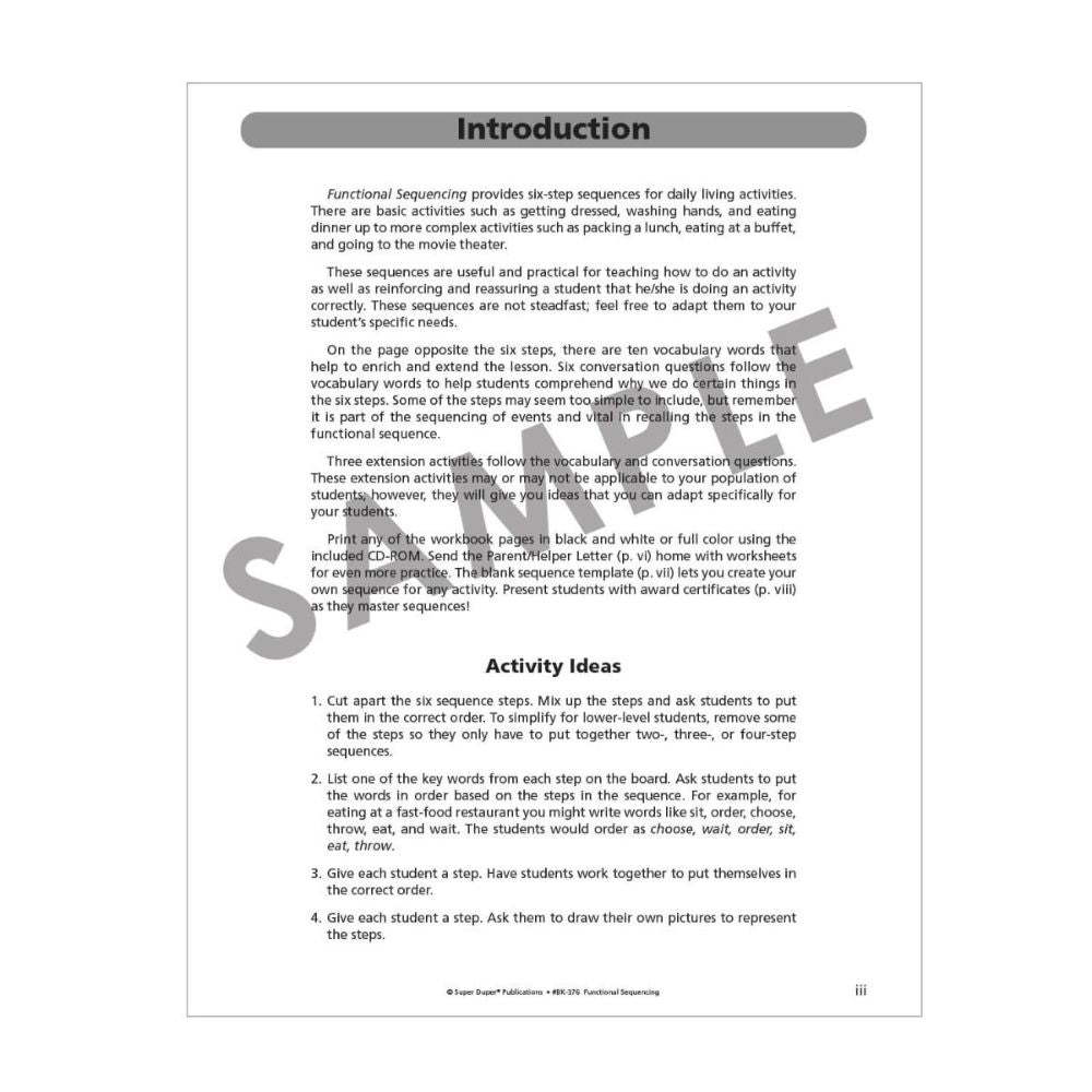 Functional Sequencing Activity Sheets
