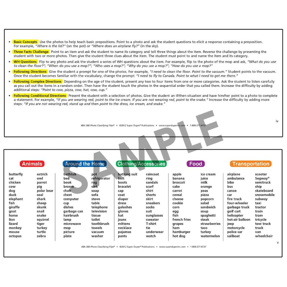 Photo Classifying FLiPS®, Activities and Categories pages