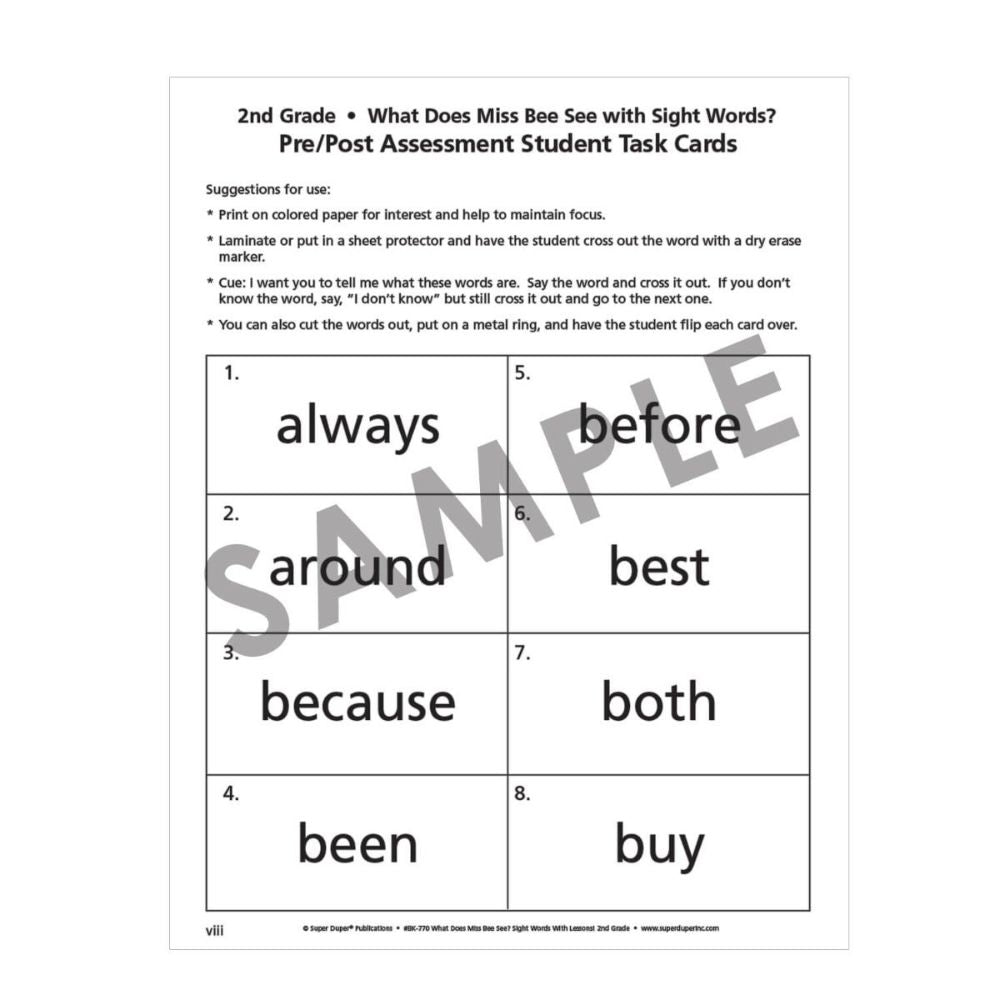 What Does Miss Bee See? Sight Words with Lessons! (Grade 2)