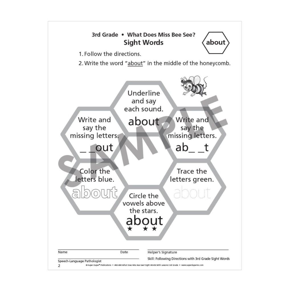 What Does Miss Bee See? Sight Words with Lessons! (Grade 3) Canada