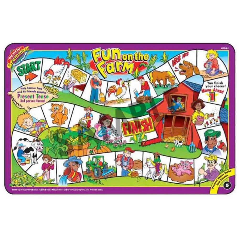 Say & Do® Grammar Game Boards & Book Combo, Fun on the Farm game board