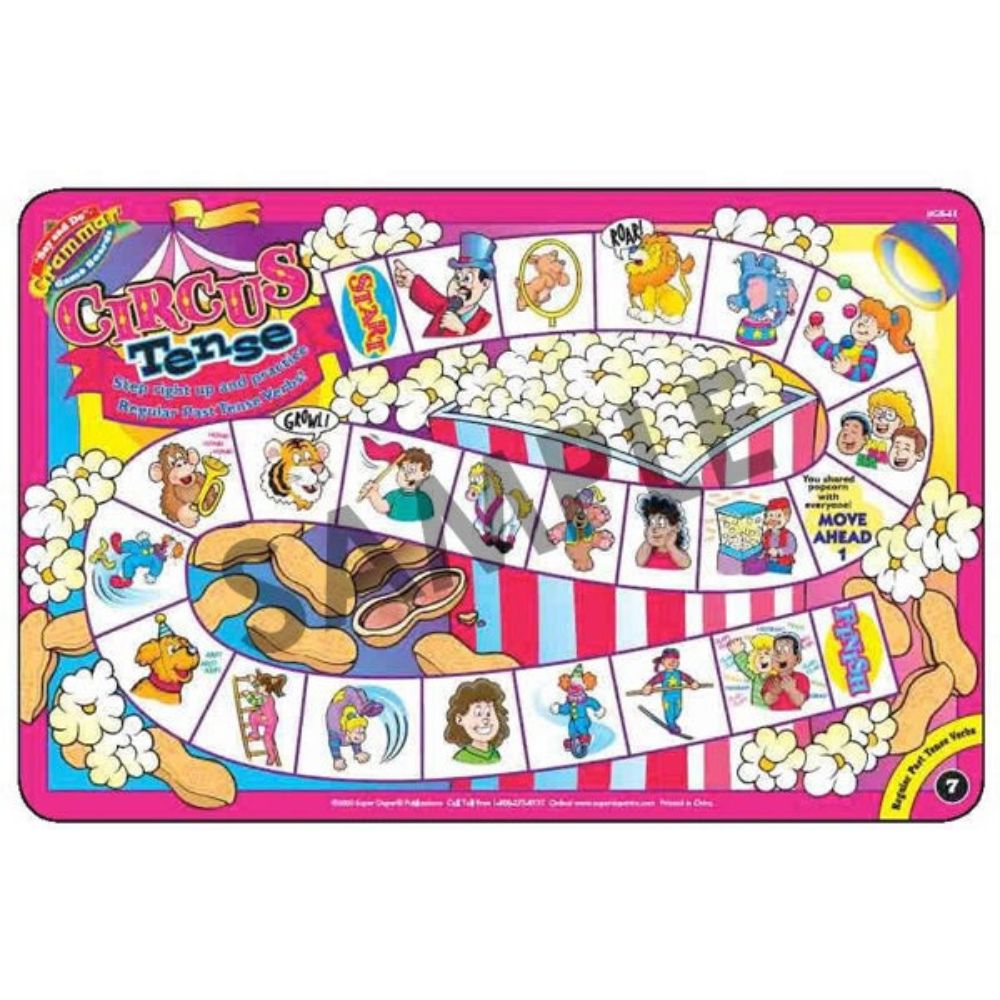 Say & Do® Grammar Game Boards & Book Combo, Circus Tense game board