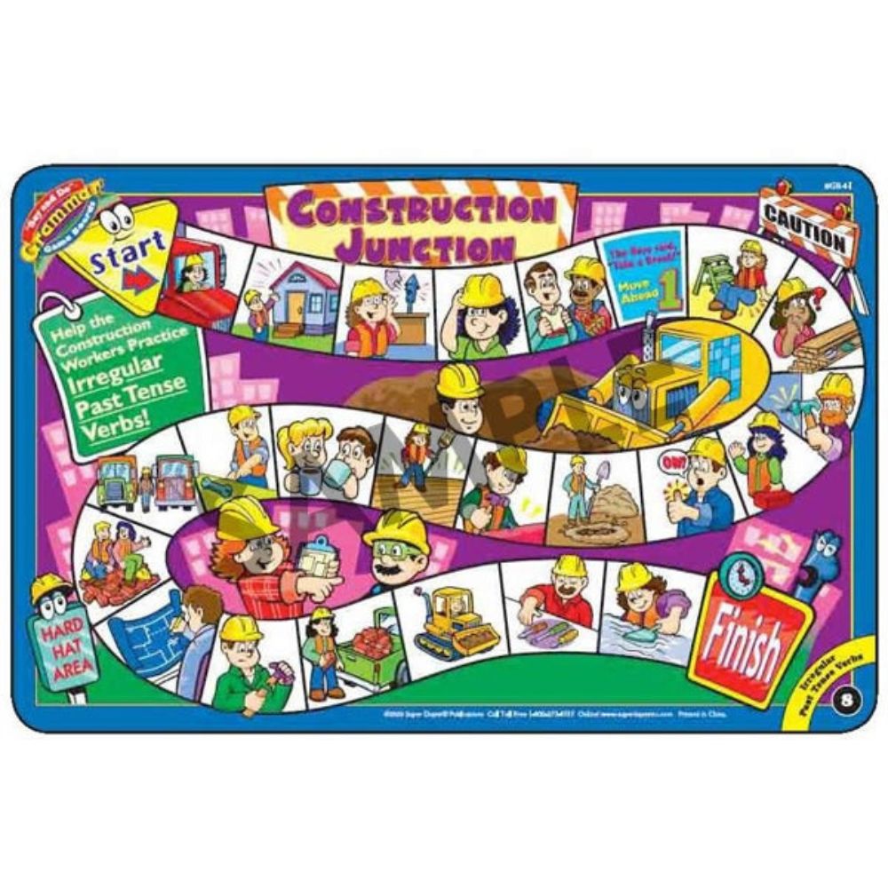 Say & Do® Grammar Game Boards & Book Combo, Construction Junction game board