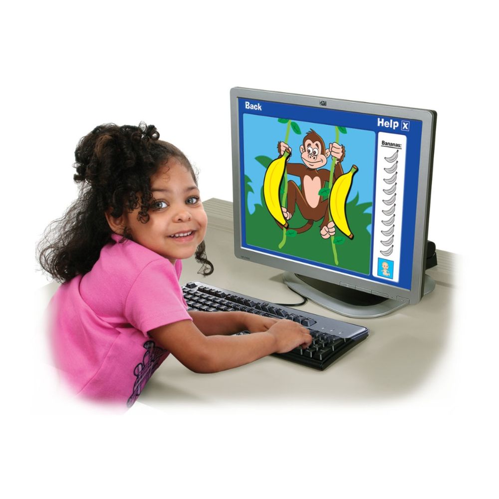 Child in kindergarten using Webber® Hear It! Say It! Learn It! Interactive Book and Software Program in a speech therapy session