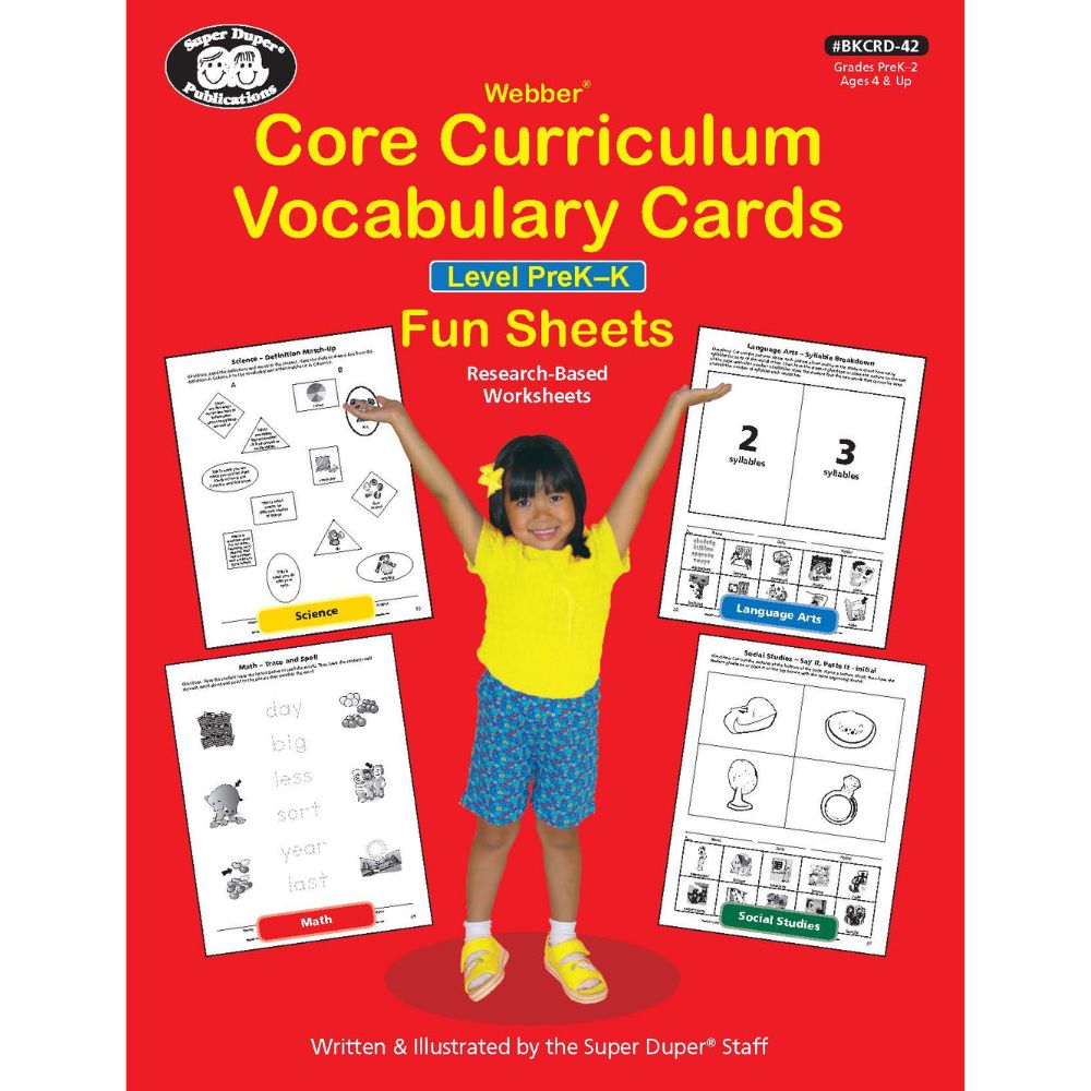 Super Duper Webber® Core Curriculum Vocabulary Fun Sheets (Level Pre-K) vocabulary skills for children in pre-kindergarten