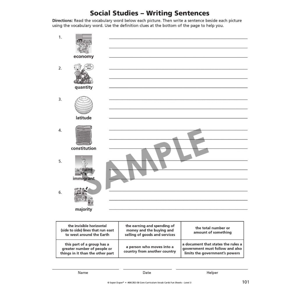 Webber® Core Curriculum Vocabulary Cards and Fun Sheets (Level 3)