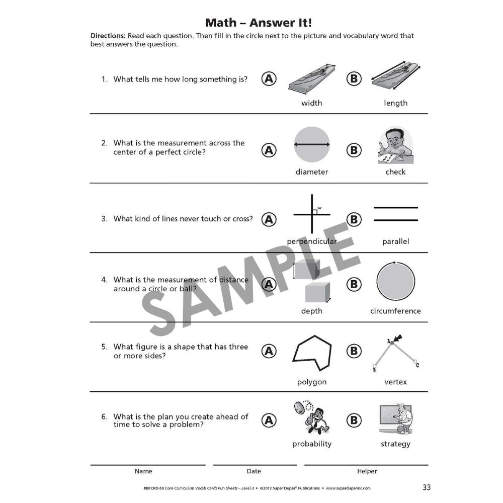 Webber® Core Curriculum Vocabulary Cards and Fun Sheets (Level 3)