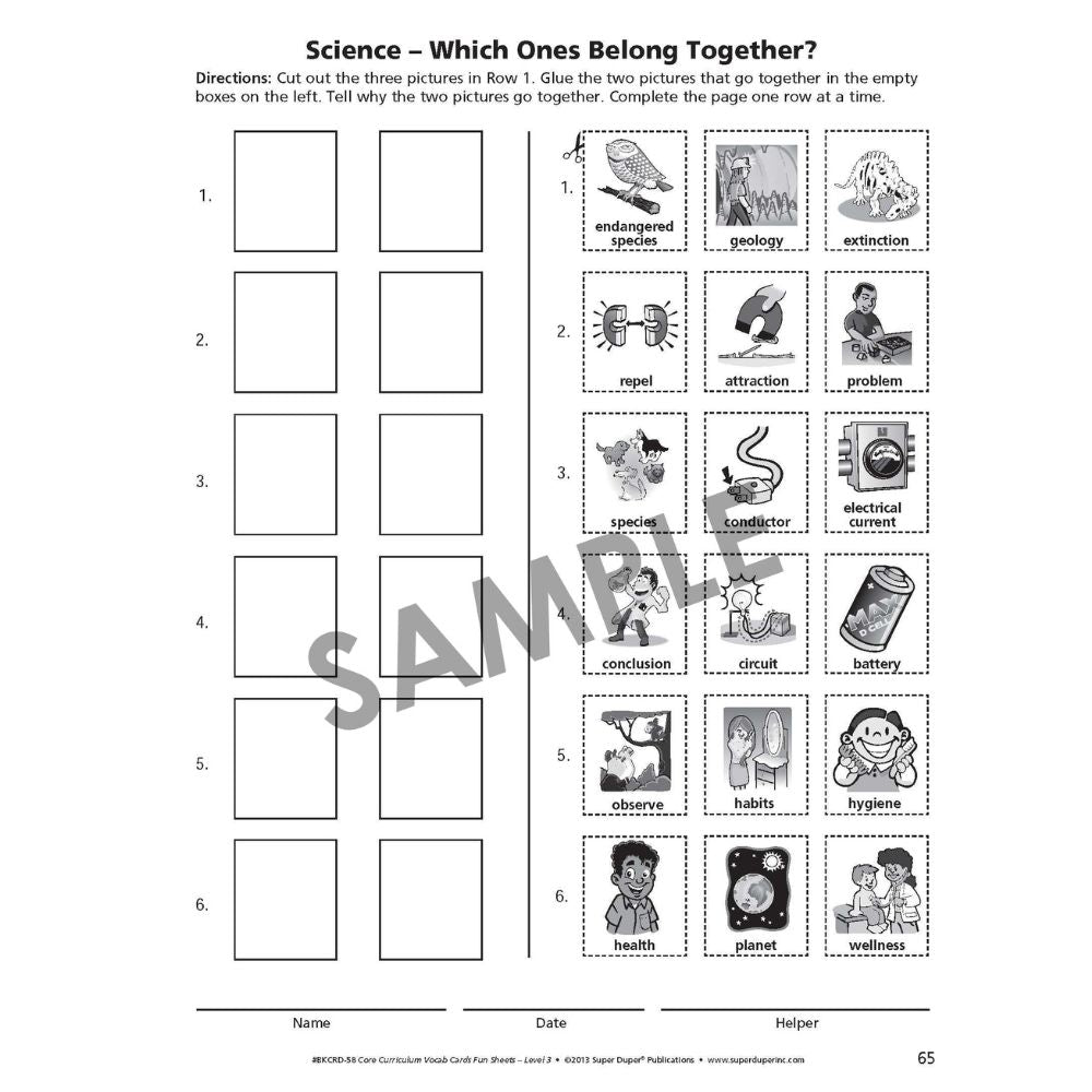 Webber® Core Curriculum Vocabulary Cards and Fun Sheets (Level 3)