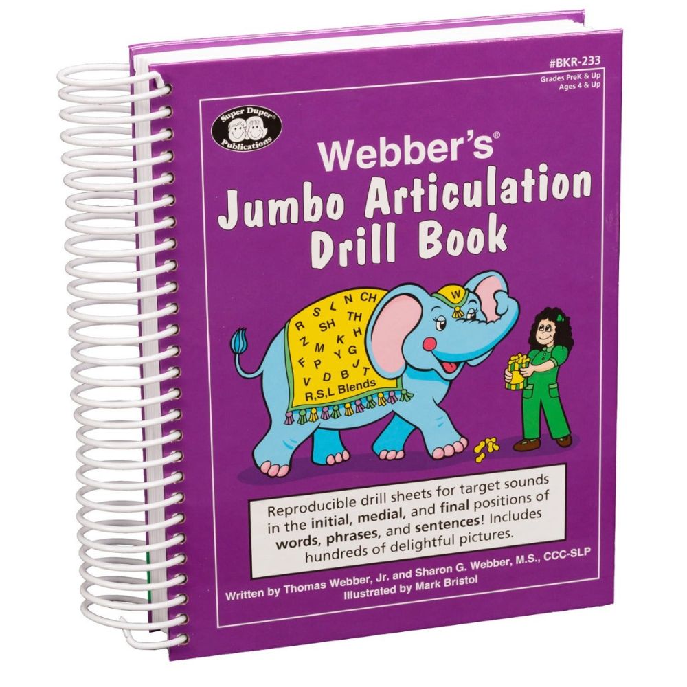 Webber's® Jumbo Articulation Drill Book, an articulation speech therapy book for students and children 