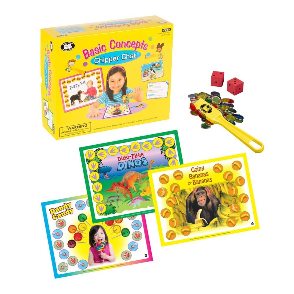 Basic Concepts Chipper Chat® educational game that teaches children basic vocabulary, auditory, and language skills