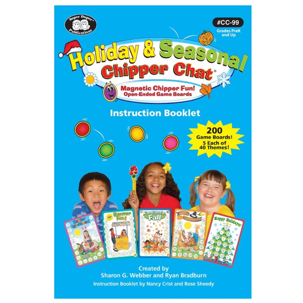 Holiday & Seasonal Chipper Chat® open-ended game boards for children; instruction booklet