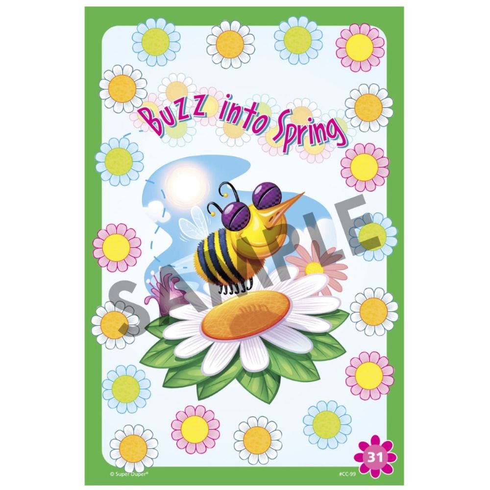 Holiday & Seasonal Chipper Chat® open-ended game boards for children; Buzz into Spring game board