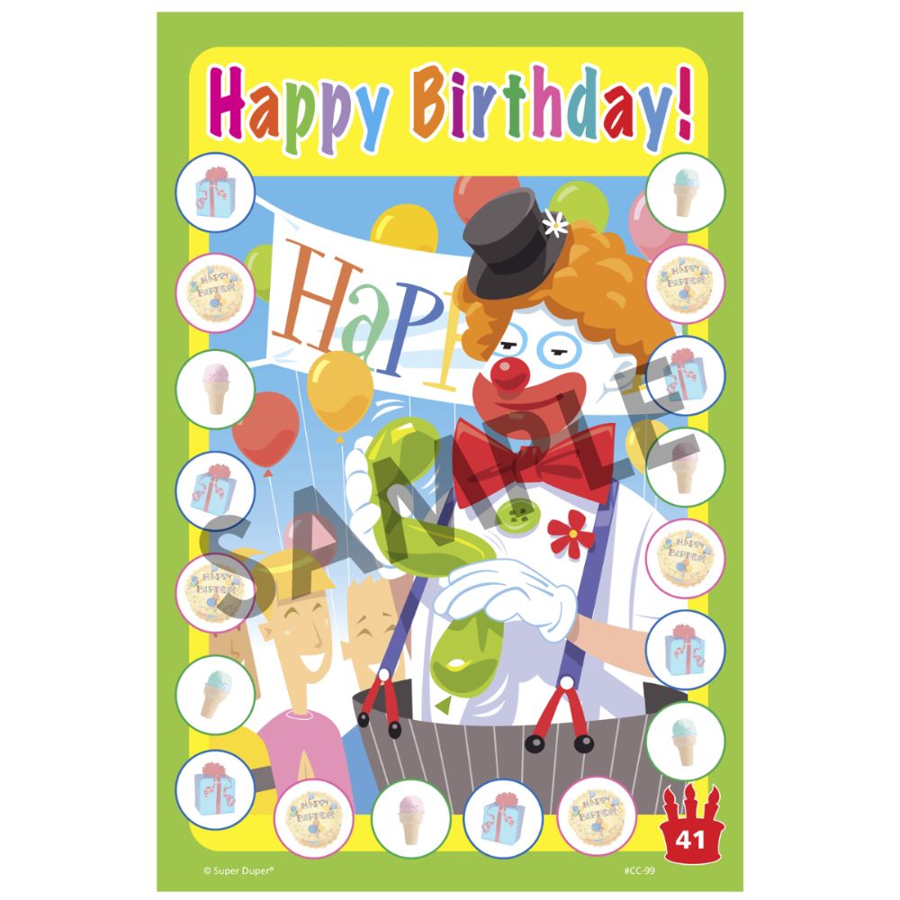 Holiday & Seasonal Chipper Chat® open-ended game boards for children; Happy Birthday! game board