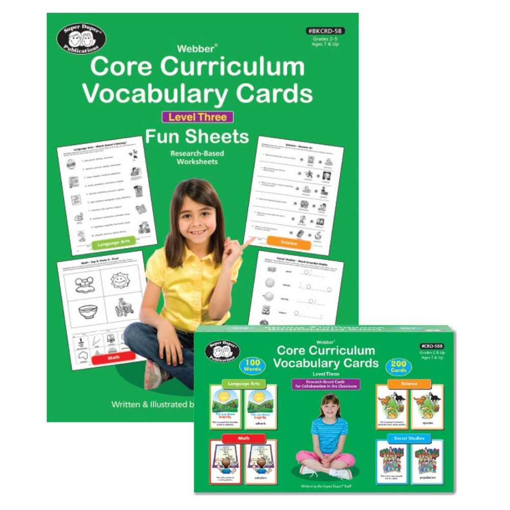 Webber® Core Curriculum Vocabulary Cards and Fun Sheets (Level 3), educational material to help children learn core vocabulary