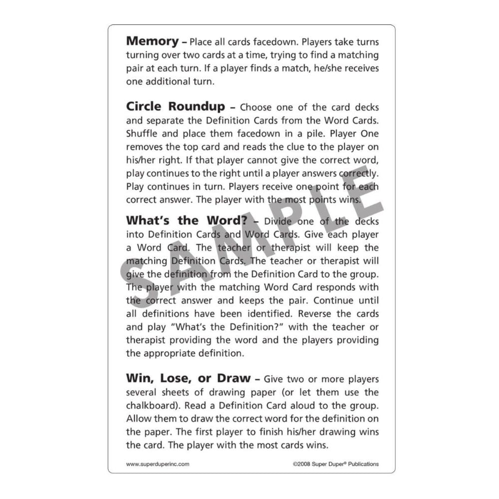 Webber® Core Curriculum Vocabulary Cards and Fun Sheets (Level 1)