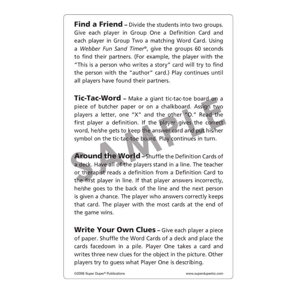 Webber® Core Curriculum Vocabulary Cards and Fun Sheets (Level 1)