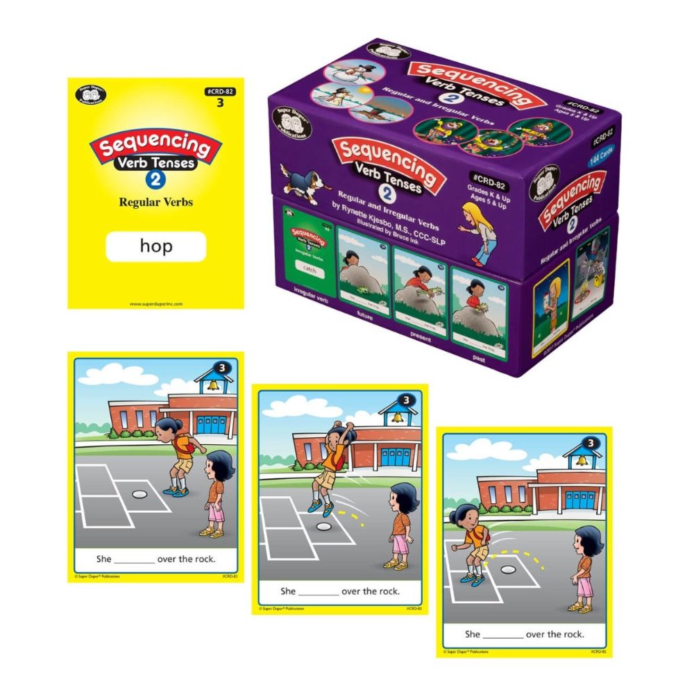 Sequencing Verb Tenses 2 Card Deck educational flashcards to help build children's vocabulary 