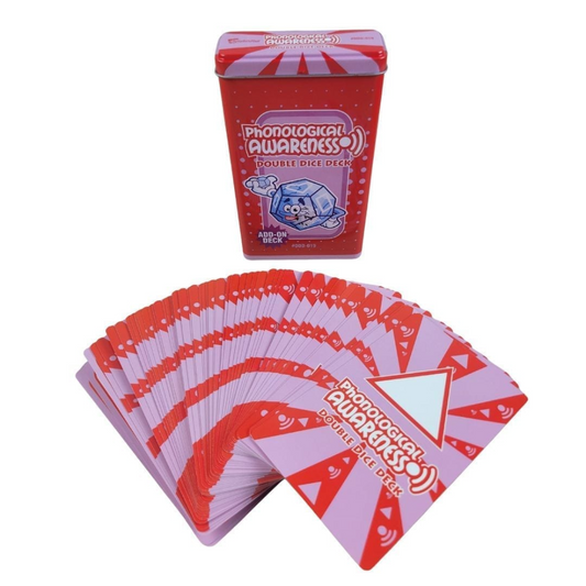 Red and pink card deck with 'Phonological Awareness' text on a white background