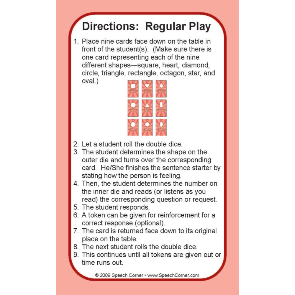 Feelings And Emotions Double Dice Deck
