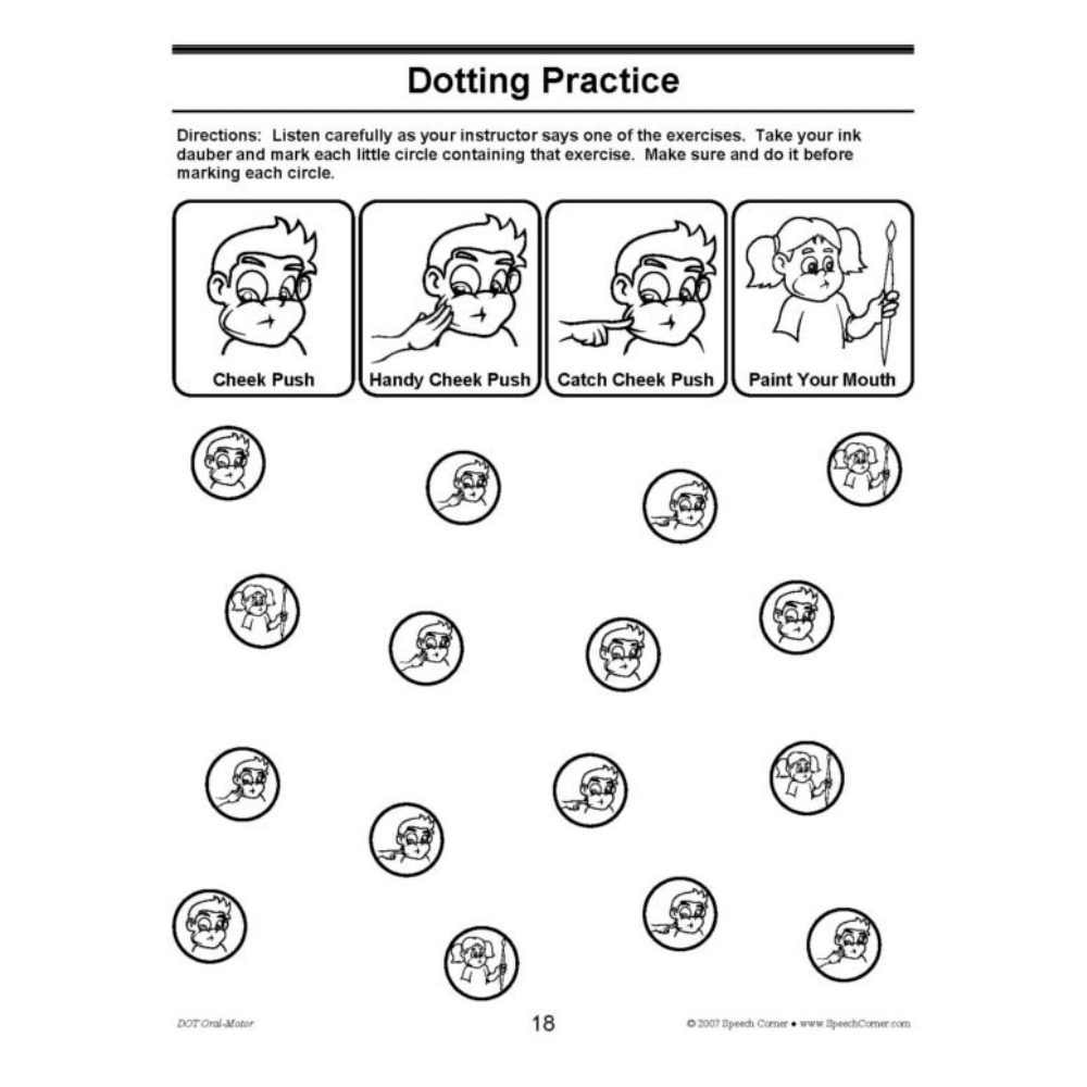 DOT Oral Motor Book Dotting Practice Worksheet