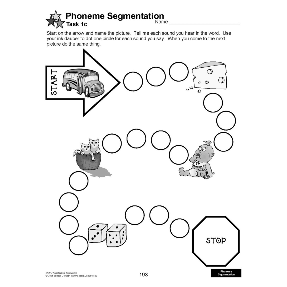 DOT Phonological Awareness Workbook Phoneme Segmentation Activity