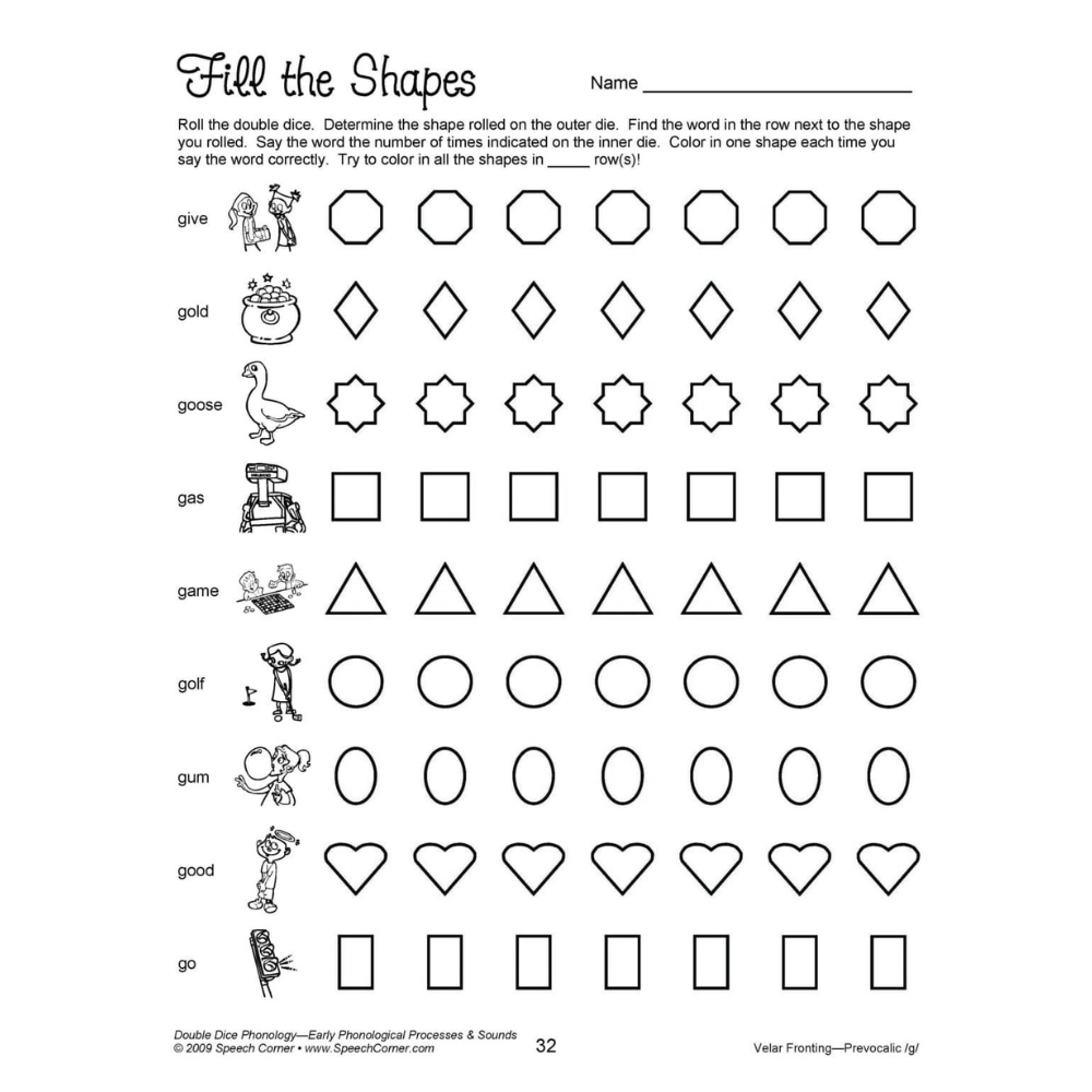 Double Dice Phonology Fill the Shapes