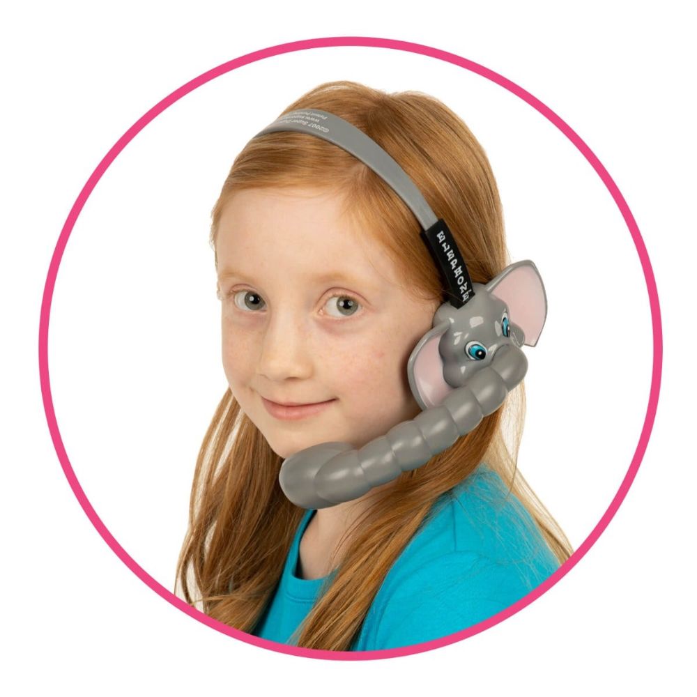 Elephone® kid-friendly auditory feedback device that amplifies sounds to improve phenomic awareness and auditory processing.