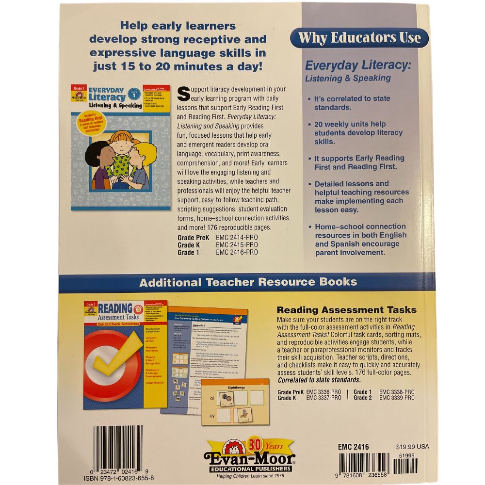 Everyday Literacy Listening & Speaking Grade 1, Back Cover