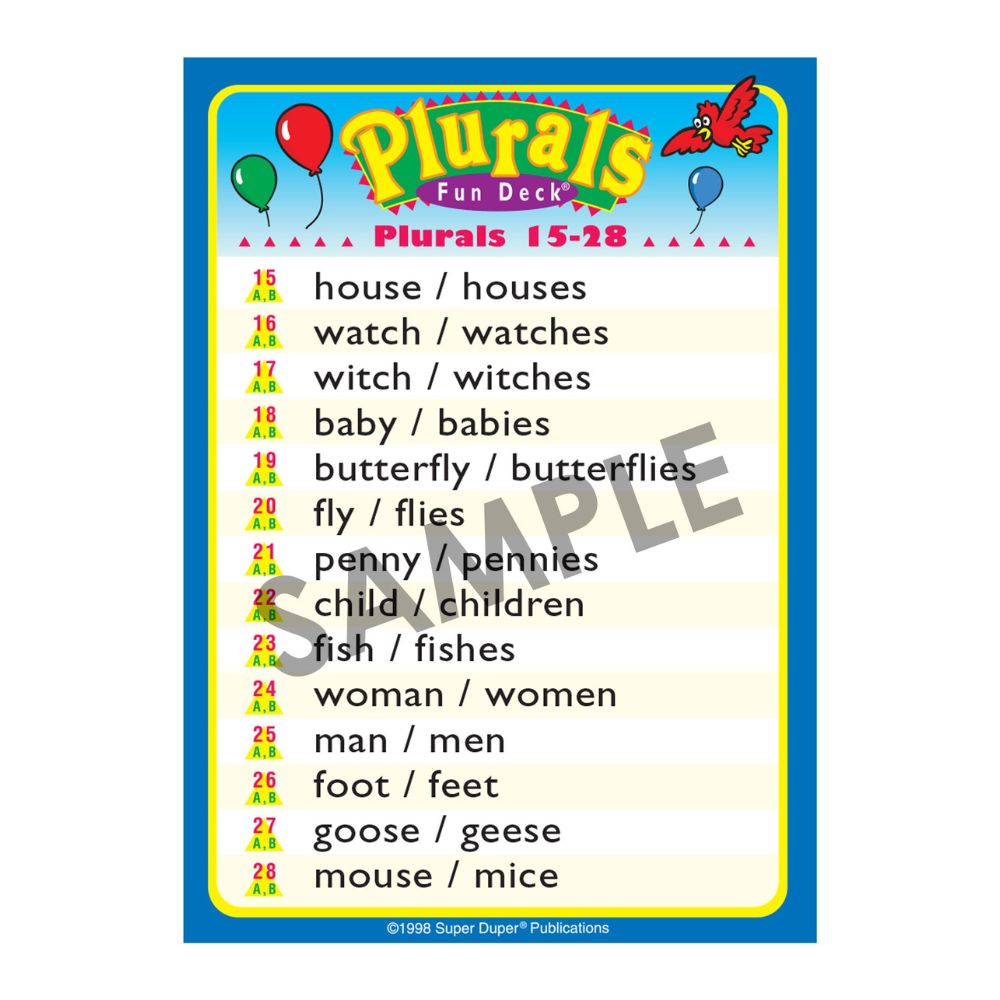 Plurals Fun Deck®, Plurals 15-28