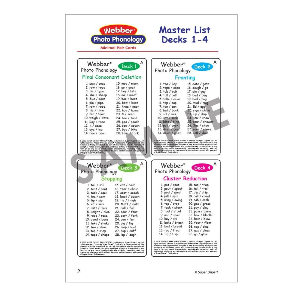 Webber® Photo Phonology Minimal Pair Cards