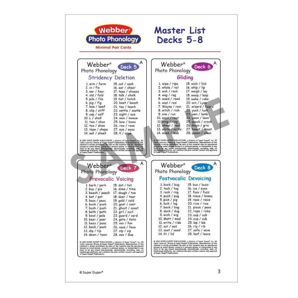 Webber® Photo Phonology Minimal Pair Cards