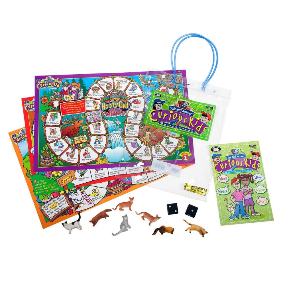 "Ask and Answer"® Curious Kids game boards, questioning game for practicing "WH" questions