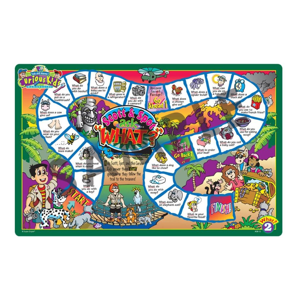 "Ask and Answer"® Curious Kids game boards, questioning game for practicing "WH" questions, "WHAT" game board