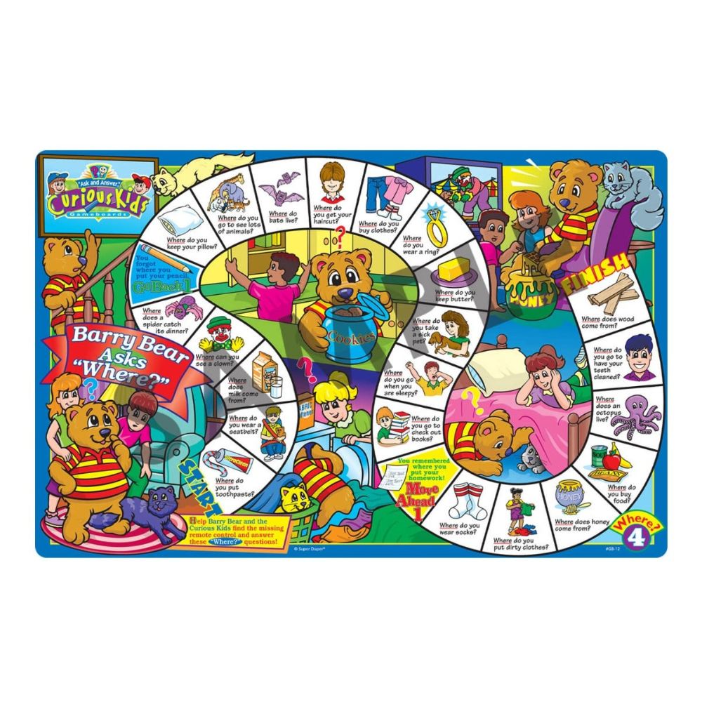 "Ask and Answer"® Curious Kids game boards, questioning game for practicing "WH" questions, "WHERE" game board